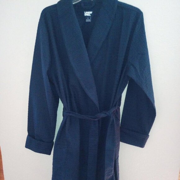 Lands' End Women’s Size Large Navy Blue Waffle Robe NWT - Picture 2 of 4